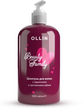 Ollin Шампунь для волос с кератином и протеинами шёлка Beauty Family