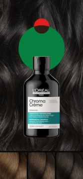 Loreal Шампунь зеленый против красного оттенка на темных волосах Chroma Creme