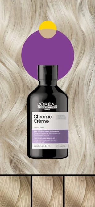Loreal Chroma Creme Шампунь фиолетовый для холодных оттенков блонд.