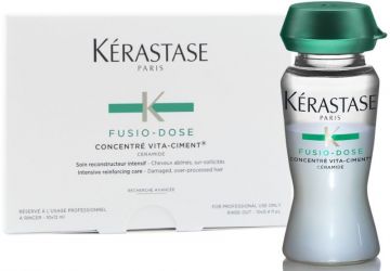 Kerastase Fusio-Dose Concentre Vita-Cement Концентрат Вита-цемент уход для мгновенного восстановления поврежденных волос 10шт*12мл