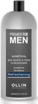 Ollin Шампунь мужской для волос и тела освежающий Premier For Men