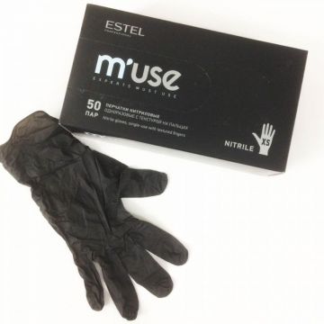 Перчатки одноразовые парикмахерские нитриловые с текстурой на пальцах Estel M’use
