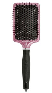 Щетка для волос широкая с керамическим покрытием + ион NanoThermic роз/черн OLIVIA Garden